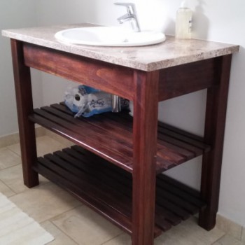 Stained saligna bathroom vanity, cottage style
