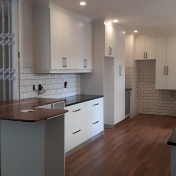 custom kitchen with kiaat island